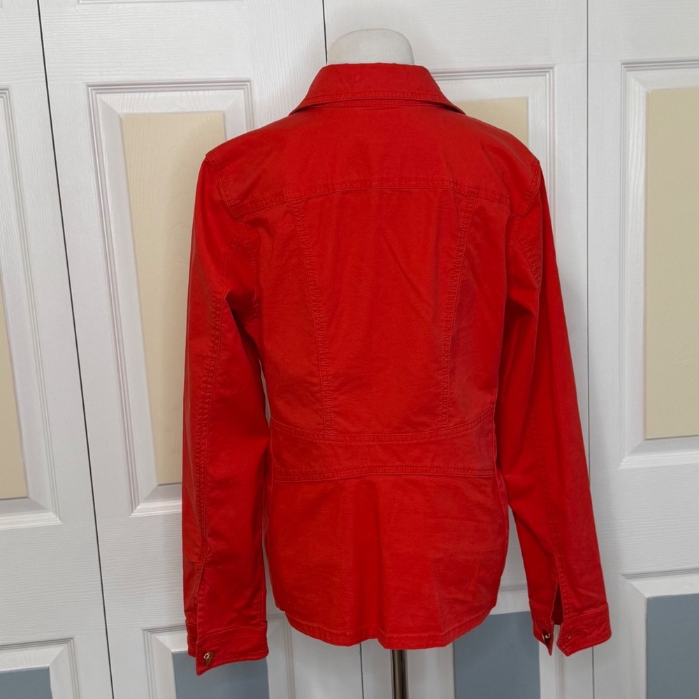Cabi Orange Red‎ Button Front Utility Jacket Women's Size Medium - Picture 4 of 8